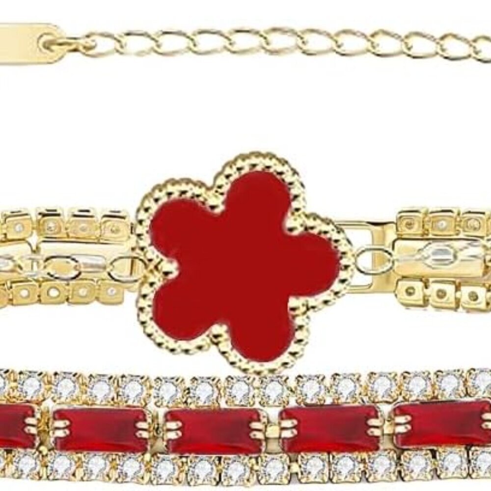Stackable Bracelets for Women Cubic Zirconia Gold Plated Gift Set
